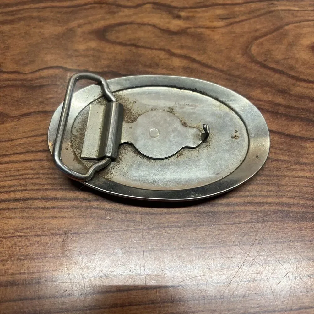 Checkered Flag Belt Buckle Silver 1979
